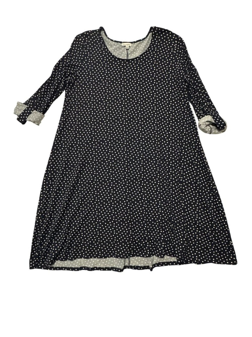 Love Fire Womens Navy Polka Dot Swing Dress XL Polyester Stretch